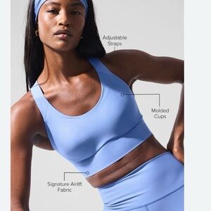 Alo Yoga Crystal Blue High Impact Racerback Sports Bra 34D Sculpt Fit